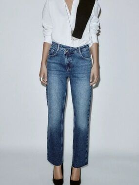 Zara | Crossover Waist Straight Leg Jeans